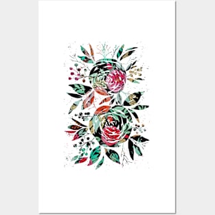 Reddish Watercolor Roses Posters and Art